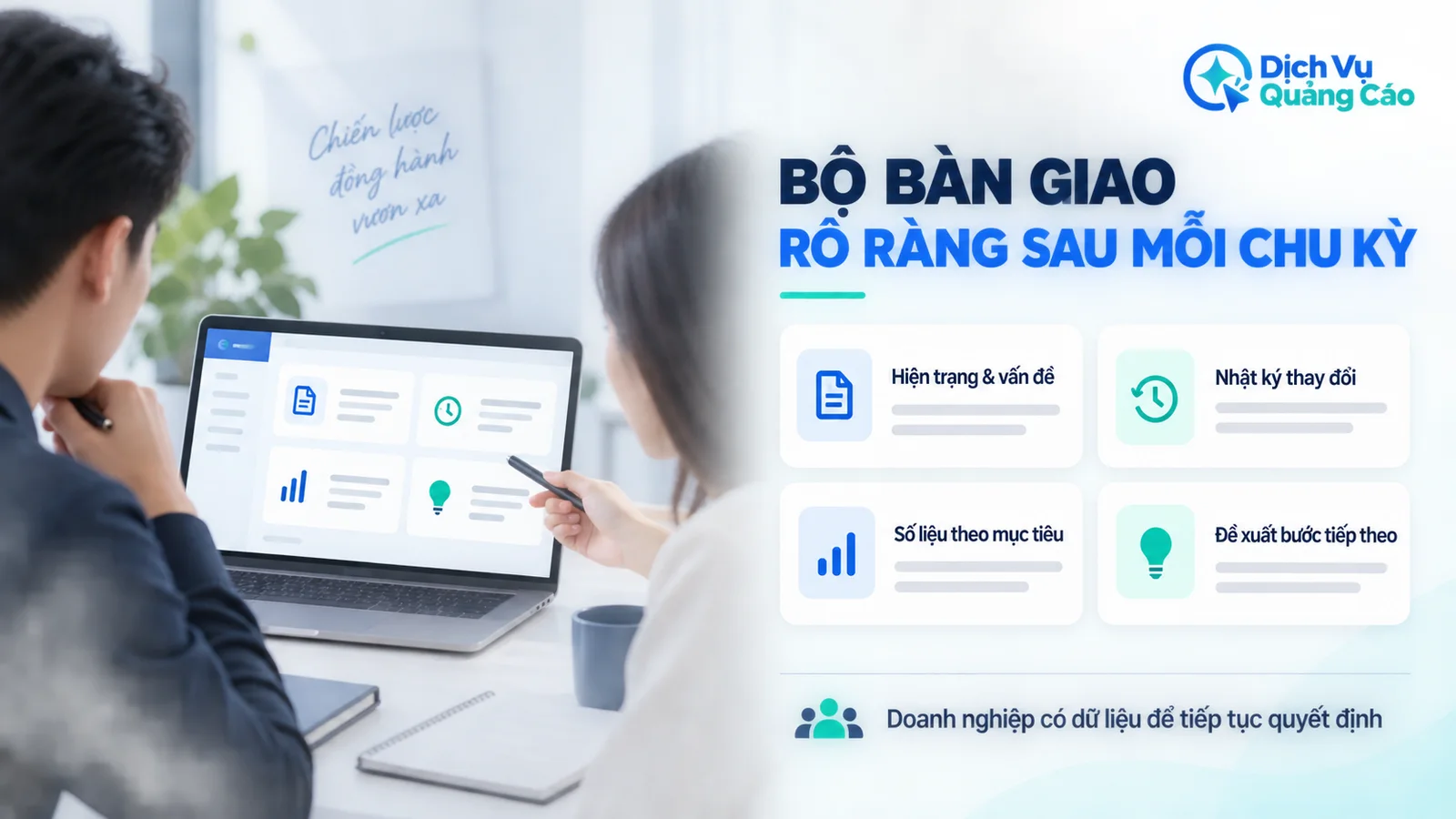 Bộ bàn giao Facebook Ads gồm hiện trạng nhật ký thay đổi số liệu và đề xuất