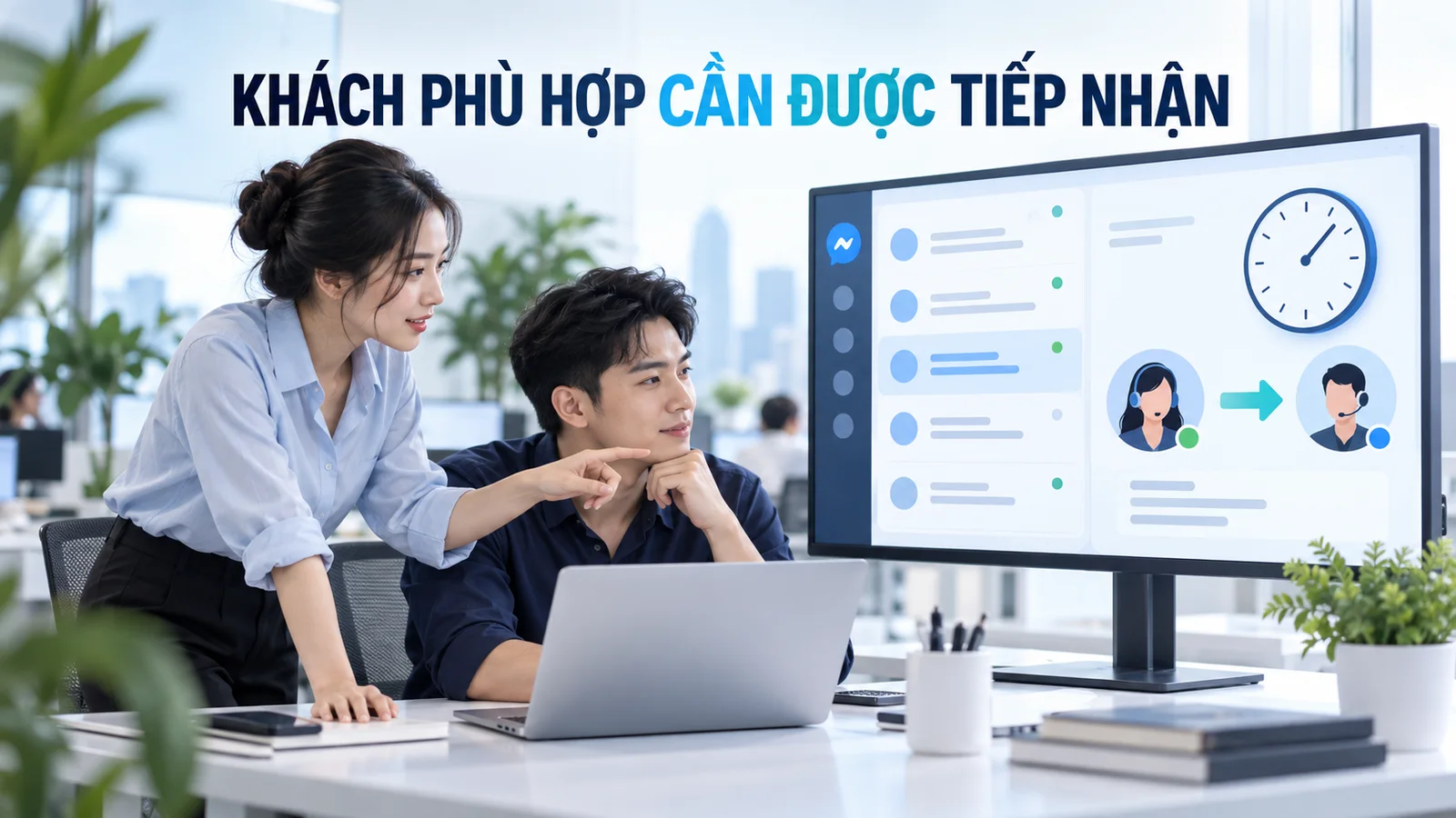 Đội tư vấn nhận và bàn giao tin nhắn Facebook của khách phù hợp cho người phụ trách