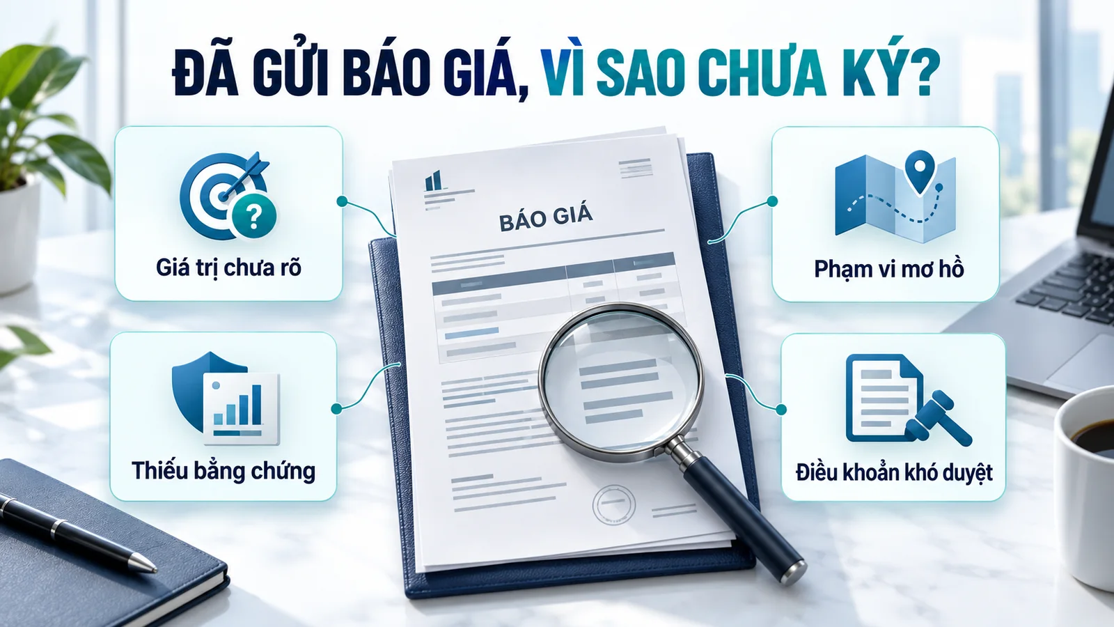 Kiểm tra giá trị, bằng chứng, phạm vi và điều khoản trong báo giá chưa được ký