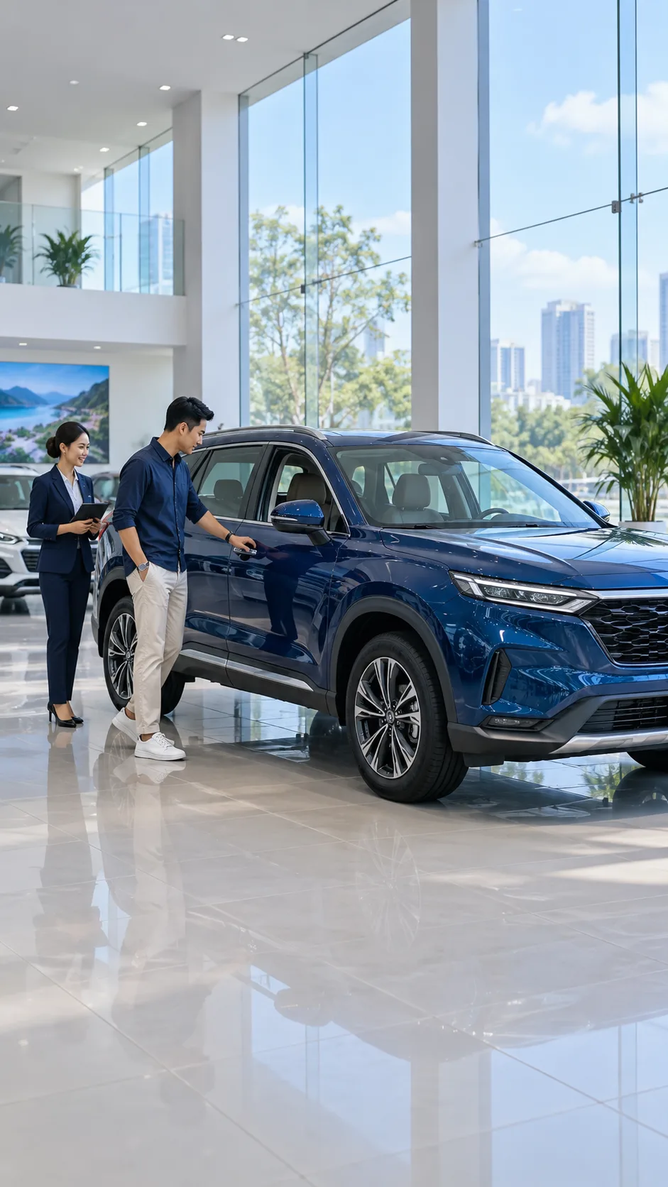 Khung hình dọc minh họa quảng cáo TikTok tư vấn ngoại thất SUV