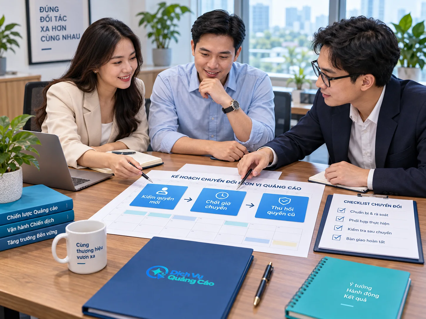 Lịch chuyển giao gồm kiểm quyền mới, chốt giờ chuyển và thu hồi quyền cũ
