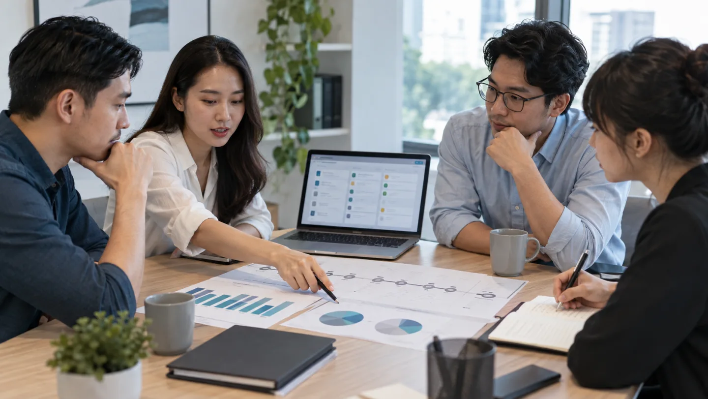 Nhóm marketing và sales xem lịch thay đổi cùng báo cáo