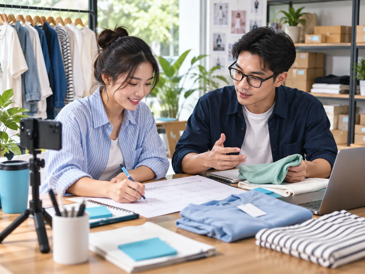 Chủ cửa hàng và người vận hành lập lịch thử quảng cáo TikTok với sản phẩm