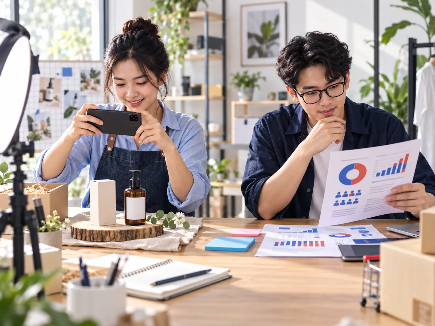 Chụp ảnh sản phẩm và xem kế hoạch phân phối quảng cáo trả phí