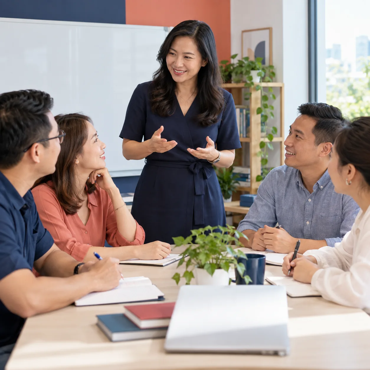 Giảng viên và người học trưởng thành minh họa quảng cáo Facebook
