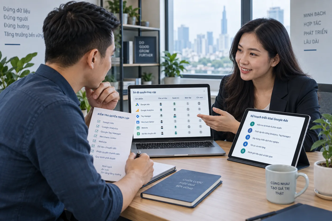 Đại diện doanh nghiệp và agency rà quyền Google Ads, Analytics, Tag Manager và Merchant Center