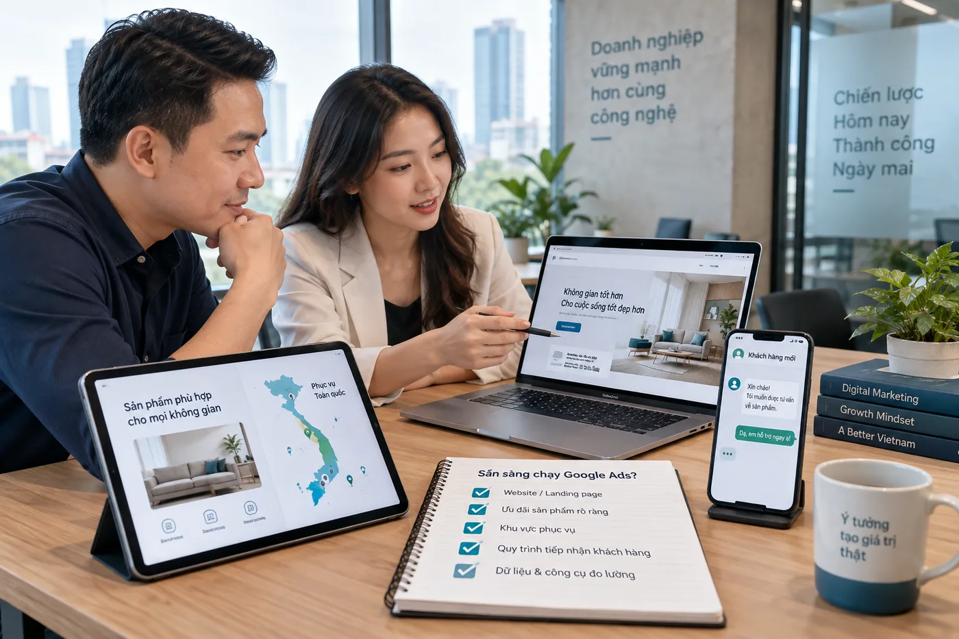 Doanh nghiệp và chuyên viên quảng cáo rà trang đích, khu vực phục vụ và quy trình nhận khách