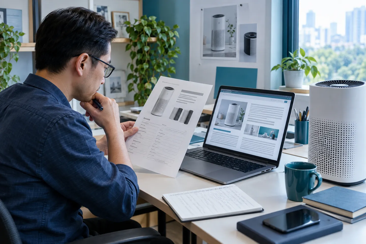 Biên tập viên kiểm tài liệu sản phẩm trước khi viết bài đánh giá