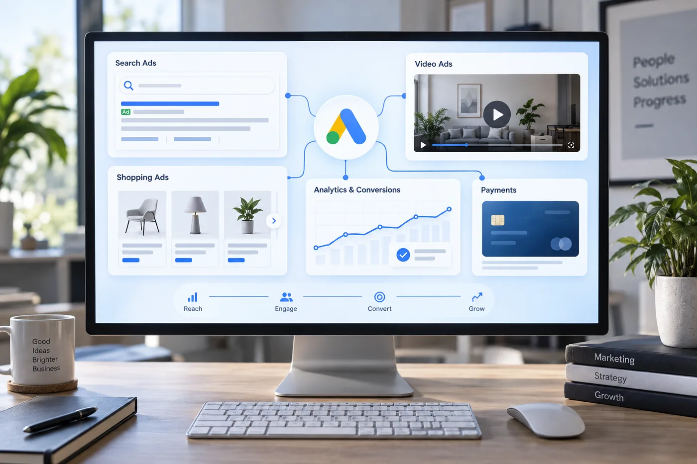 Mô phỏng quảng cáo Search, Shopping, Video, dữ liệu chuyển đổi và thanh toán