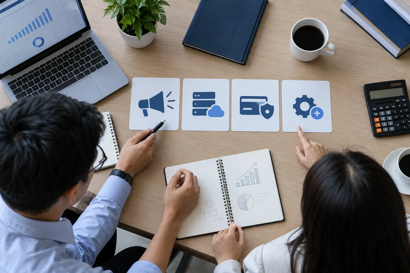 Bốn nhóm chi phí gồm media, hạ tầng, thanh toán và dịch vụ riêng