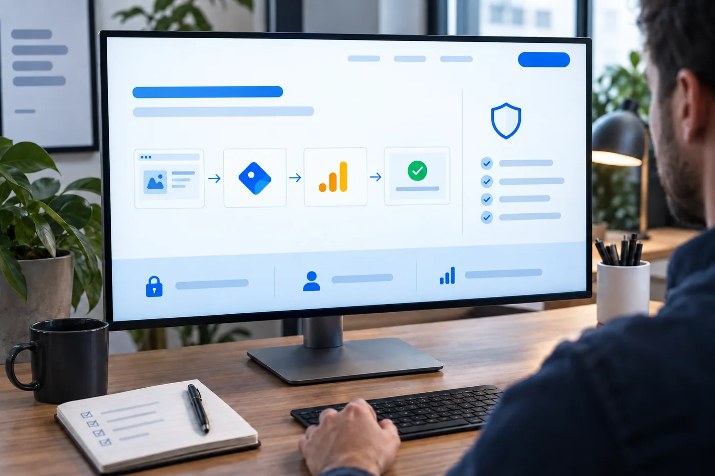 Mô phỏng luồng dữ liệu từ website qua tag và analytics đến chuyển đổi
