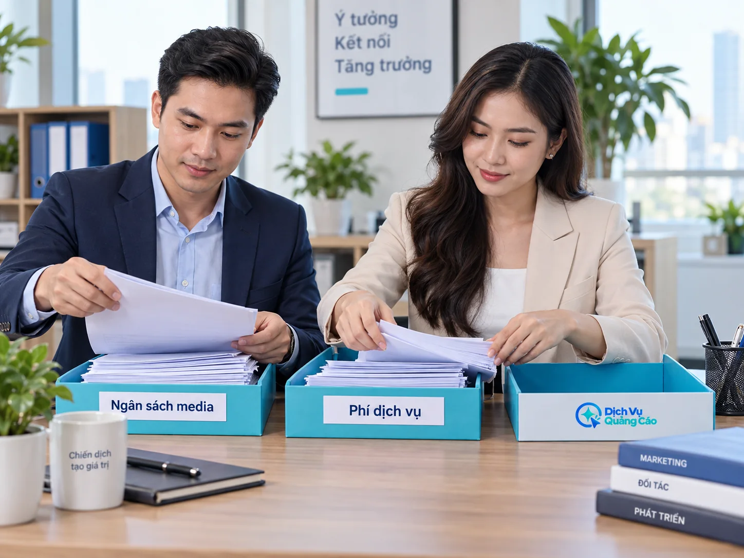 Hai tập chứng từ được tách thành ngân sách media và phí dịch vụ