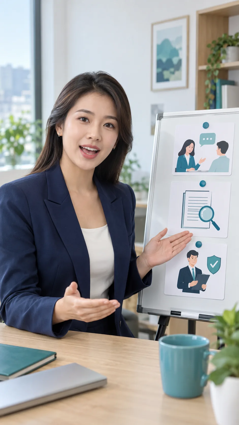 Video dọc minh họa chuyên viên bảo hiểm giải thích sản phẩm