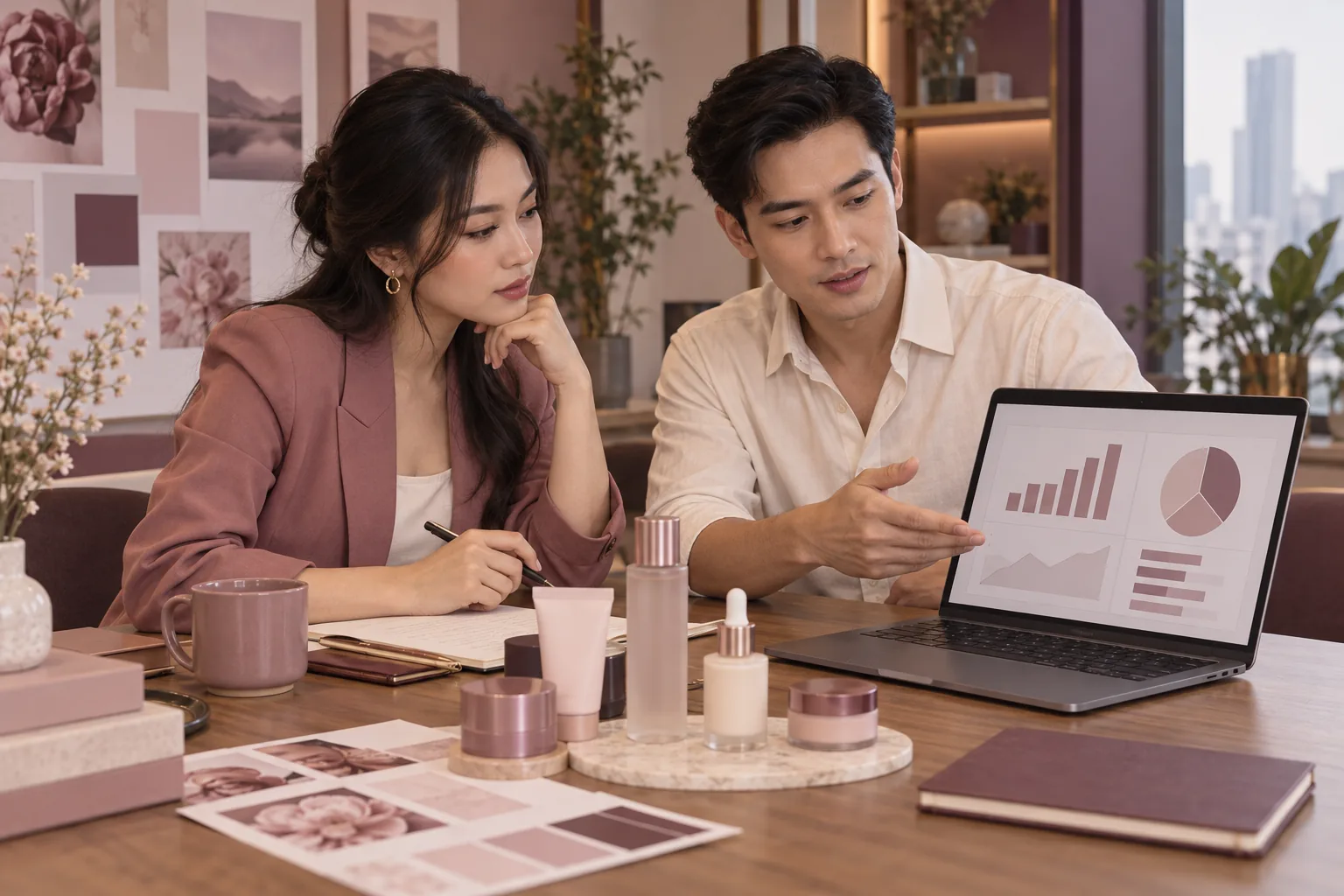 Chủ thương hiệu mỹ phẩm trao đổi định vị sản phẩm và kênh quảng cáo