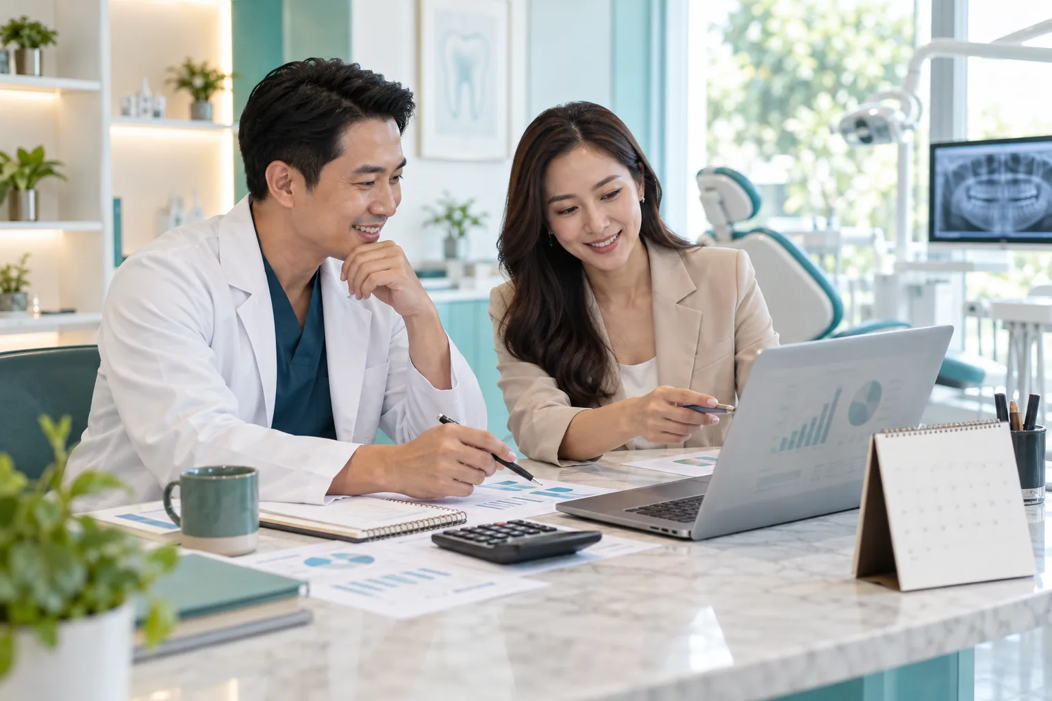 Chủ phòng khám và tư vấn viên dự trù chi phí quảng cáo