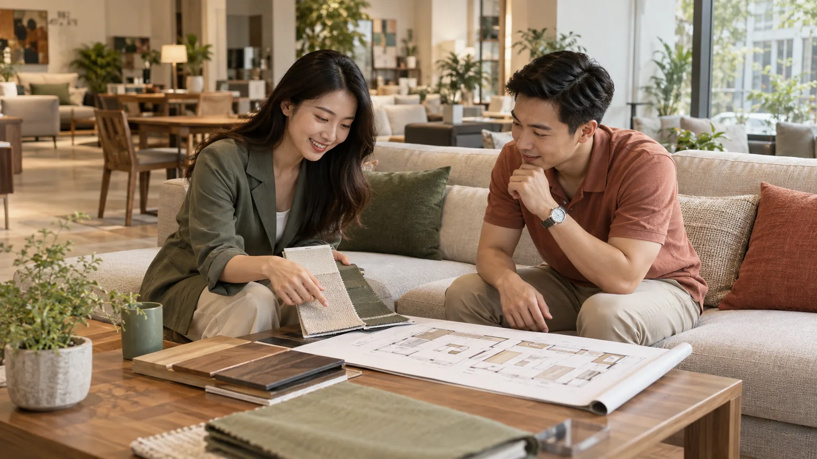 Tư vấn lựa chọn vật liệu và bản vẽ tại showroom nội thất