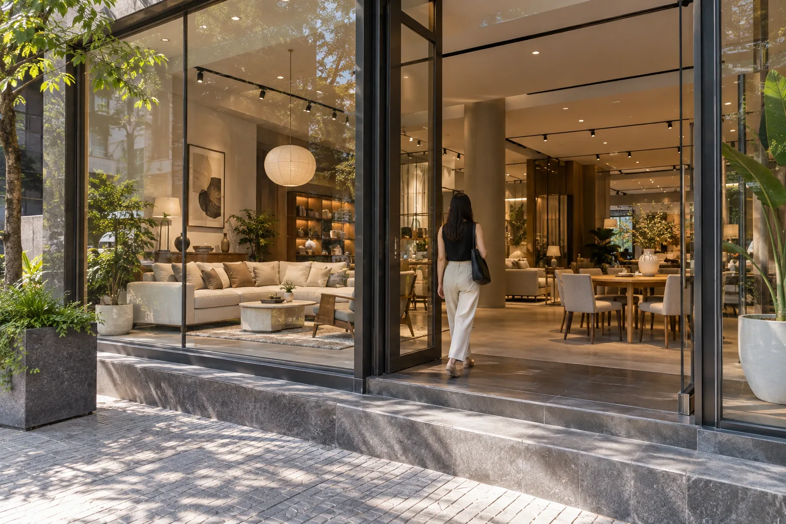 Mặt tiền showroom nội thất dùng minh họa quảng cáo tìm kiếm theo địa điểm