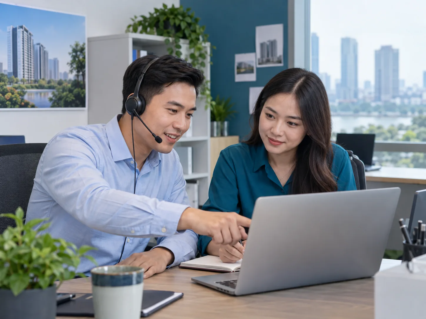 Đội sales và marketing xem trạng thái khách hàng trên máy tính