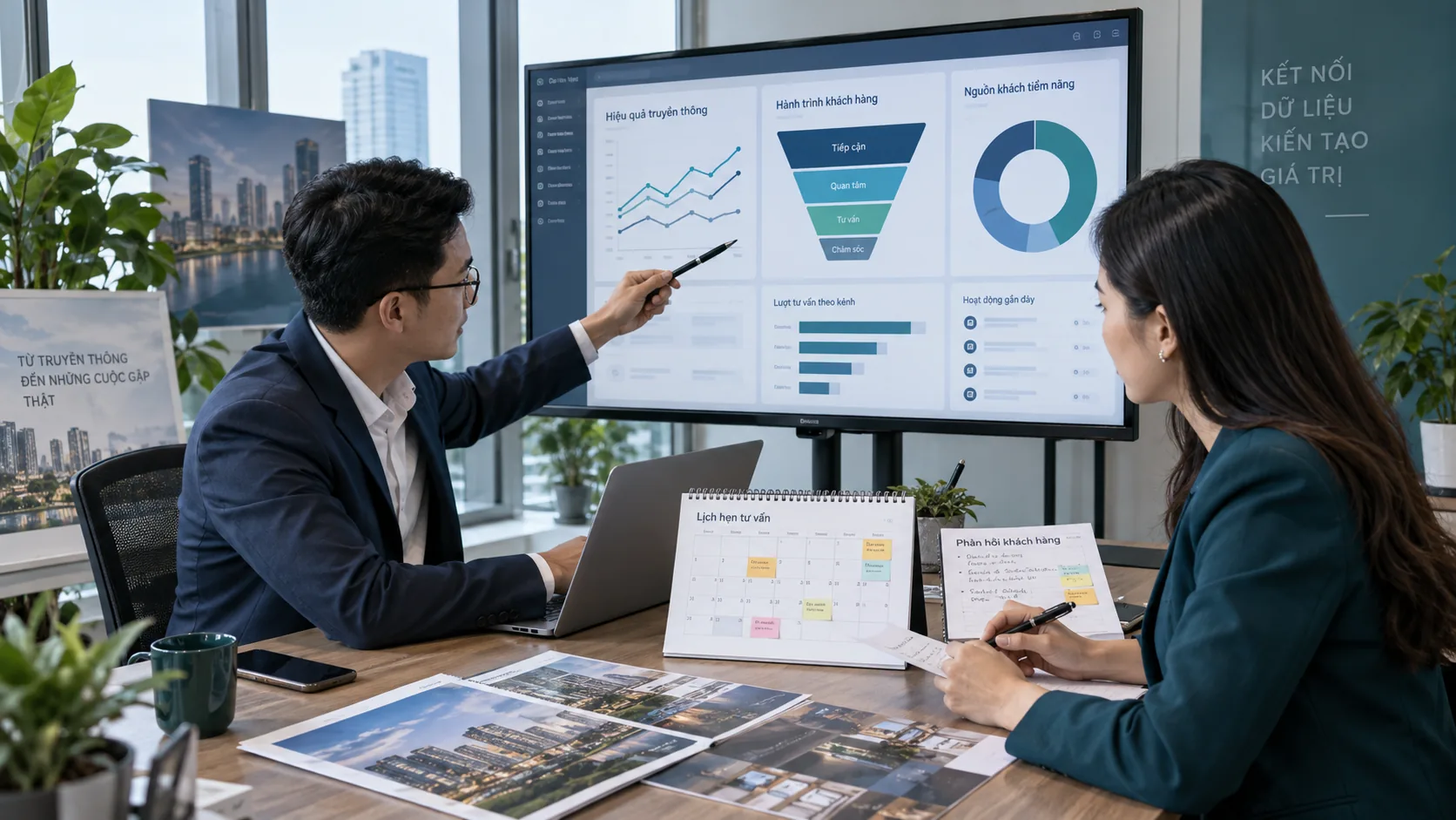 Nhóm dự án đối chiếu báo cáo quảng cáo và lịch tư vấn