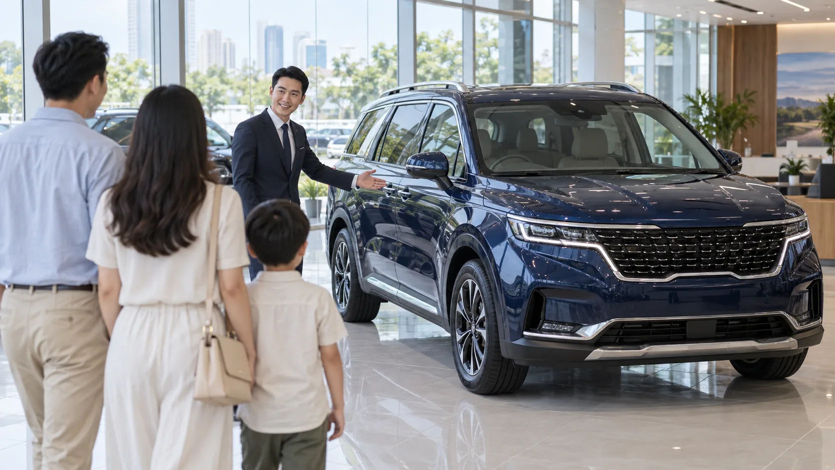Mô phỏng ảnh showroom trong mẫu quảng cáo tìm đại lý ô tô trên Google