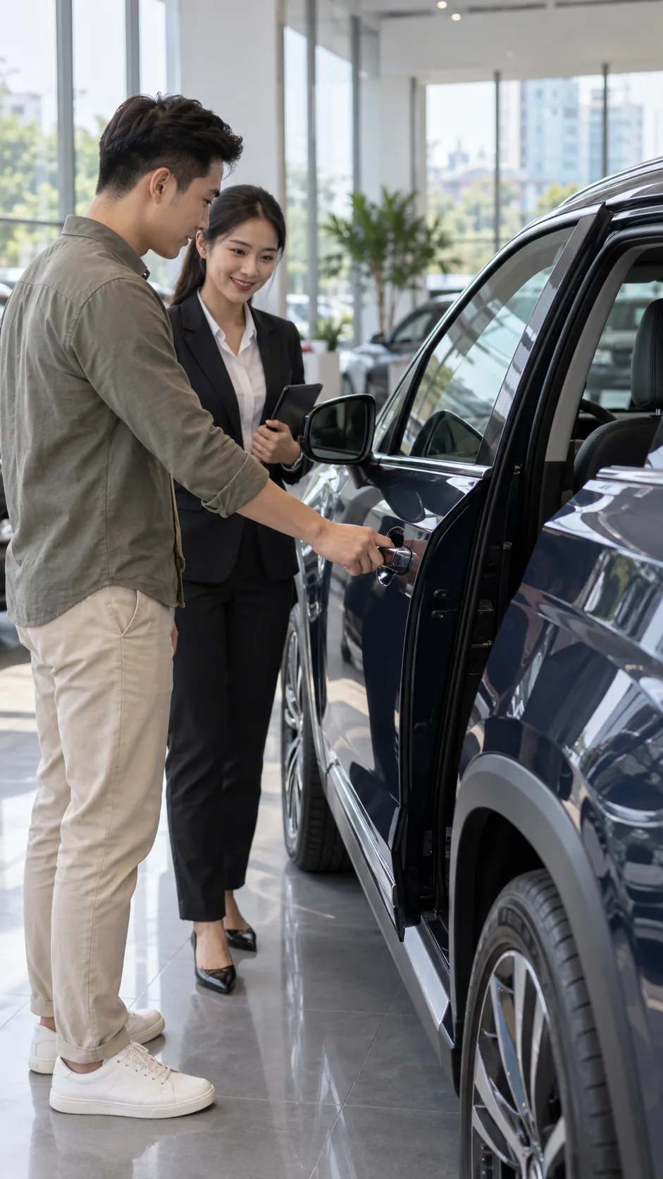 Khung hình dọc minh họa quảng cáo Instagram về trải nghiệm mở cửa SUV