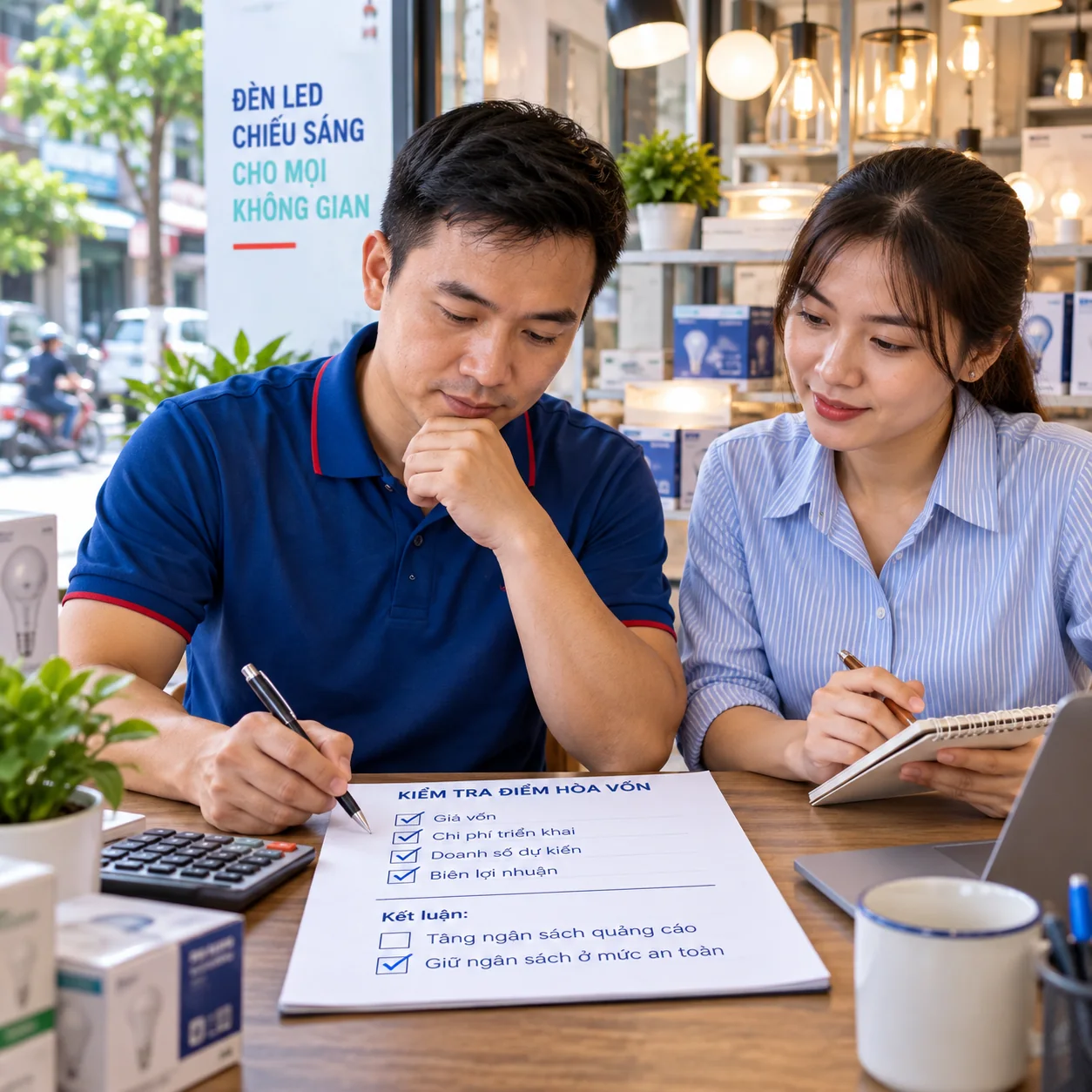 Chủ cửa hàng kiểm giá vốn, chi phí triển khai và biên lợi nhuận trước khi giữ ngân sách