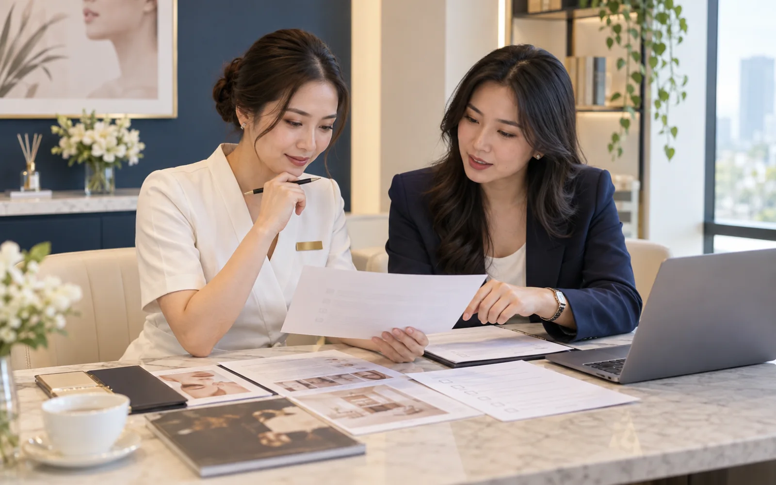 Đại diện cơ sở và agency rà danh mục dịch vụ, hồ sơ và nội dung quảng cáo, ảnh minh họa