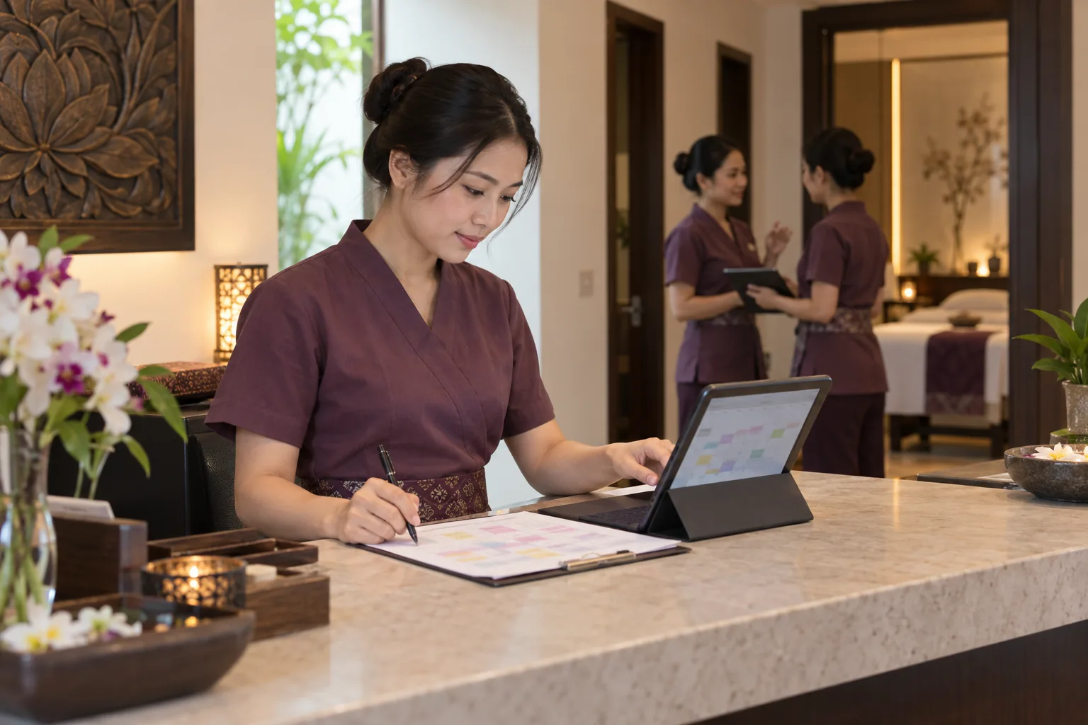 Đội spa đối chiếu khả năng nhận lịch theo cơ sở trước khi phân bổ quảng cáo, ảnh minh họa