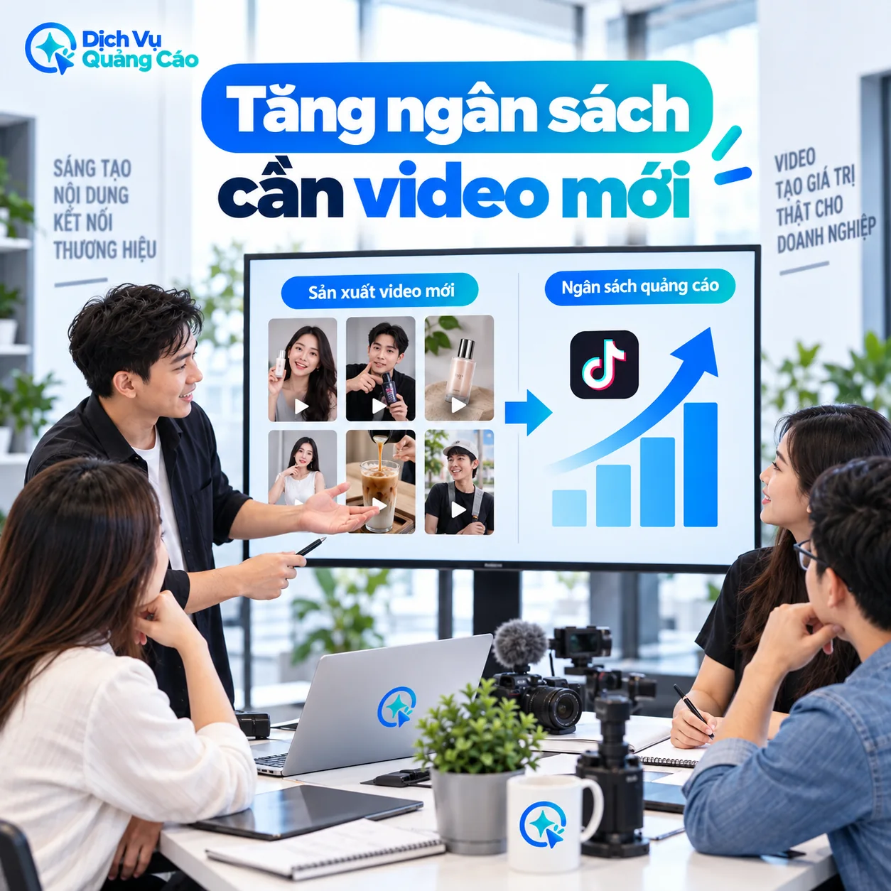 Nhóm marketing đối chiếu lịch sản xuất video với kế hoạch tăng ngân sách TikTok