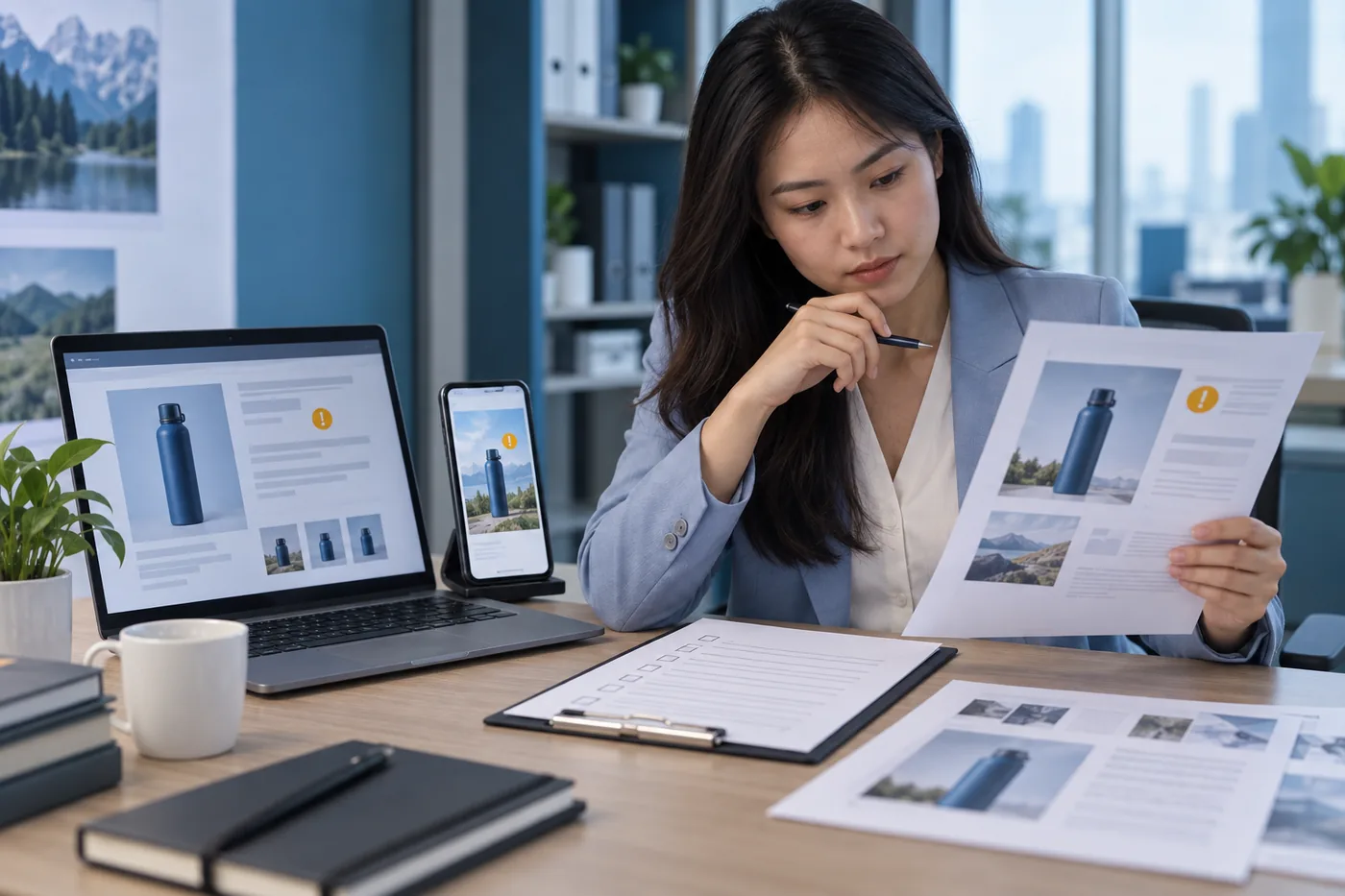 Chuyên viên đối chiếu nội dung quảng cáo, sản phẩm và website trước khi cấp quyền
