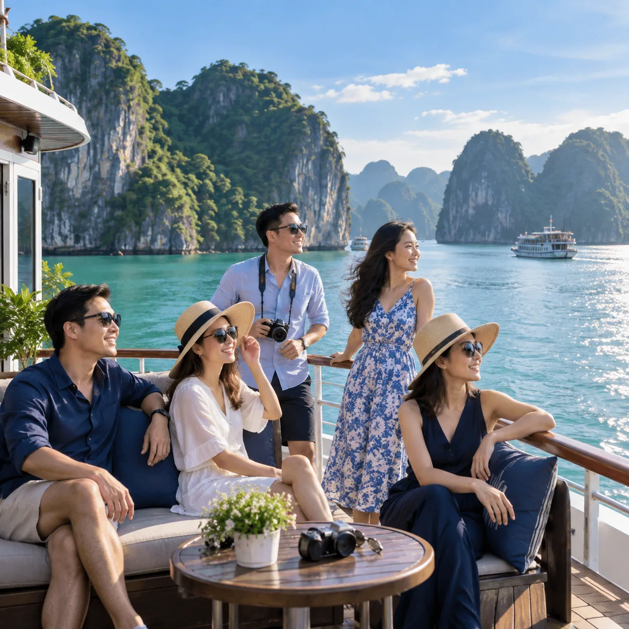 Thẻ carousel Facebook mô phỏng hoạt động tham quan vịnh