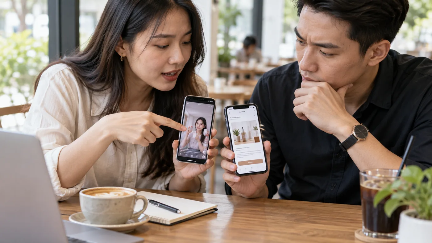Chuyên viên đối chiếu trải nghiệm xem video và trang đích trên điện thoại
