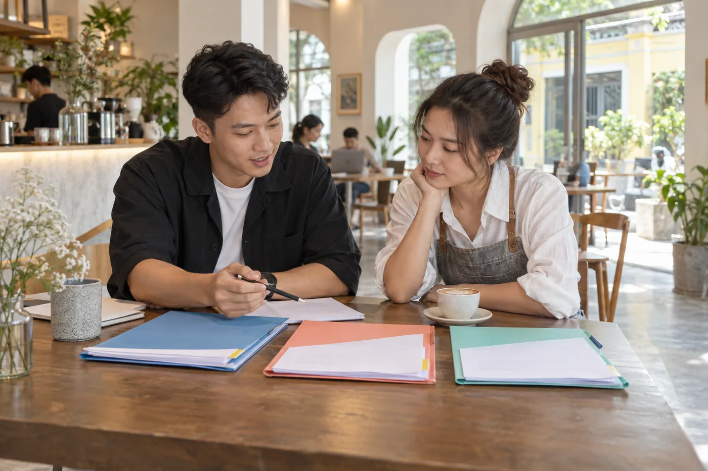 Chủ doanh nghiệp và chuyên viên rà các phần chi phí quảng cáo riêng biệt