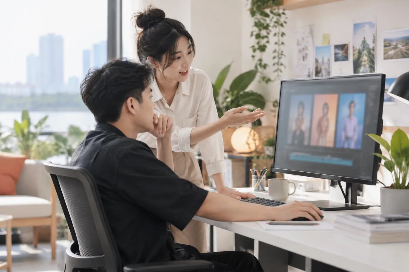 Chuyên viên quảng cáo xem xét các phiên bản video để tối ưu chiến dịch